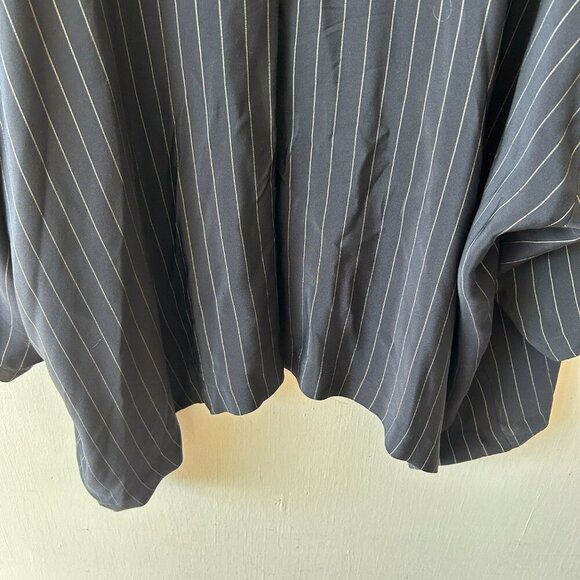 Eskandar Silk Jacket Womens XL Navy Pinstripe Open Front Poncho VTG - Picture 7 of 10